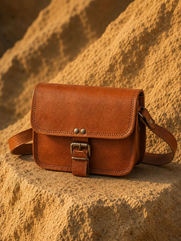 Indiehaat | Pure Leather Small Sling Bag Chestnut Brown