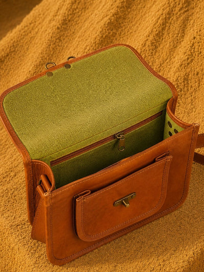Indiehaat | Pure Leather Sling Bag (Pocket) Brown