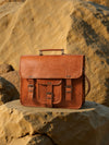 Indiehaat | Pure Leather Laptop Messenger Bag Cognac Brown