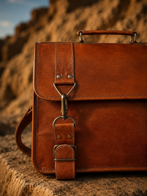 Indiehaat | Pure Leather Laptop Bag Saddle Brown