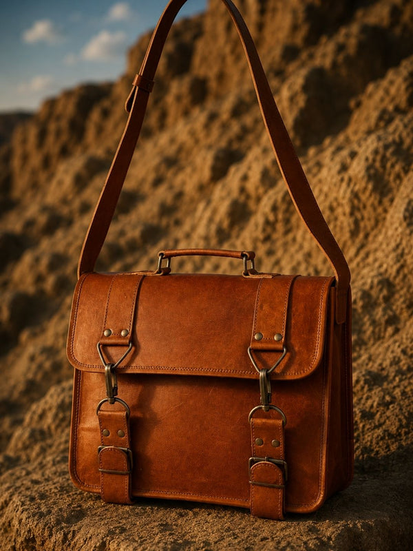 Indiehaat | Pure Leather Laptop Bag Saddle Brown