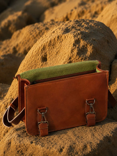 Indiehaat | Pure Leather Laptop Bag Chestnut Brown