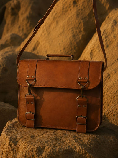 Indiehaat | Pure Leather Laptop Bag Chestnut Brown
