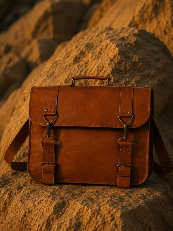 Indiehaat | Pure Leather Laptop Bag Chestnut Brown