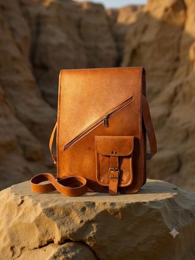 Indiehaat | Pure Leather Cross Body Bag Desert Brown
