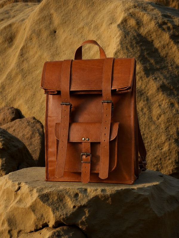 Indiehaat | Pure Leather Backpack Tan Brown