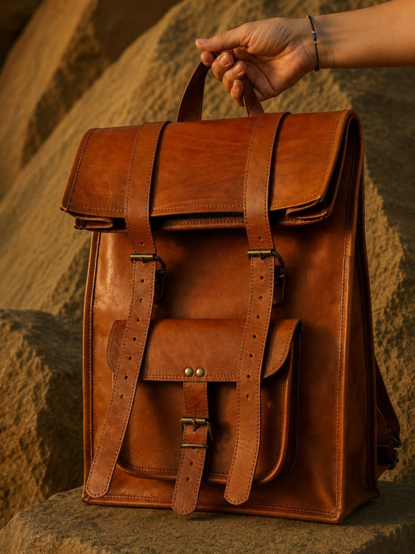 Indiehaat | Pure Leather Backpack Tan Brown