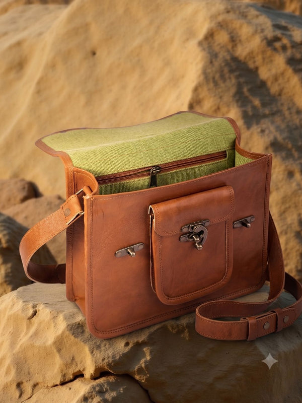 Indiehaat | Pure Leather Messenger Bag Cocoa Brown