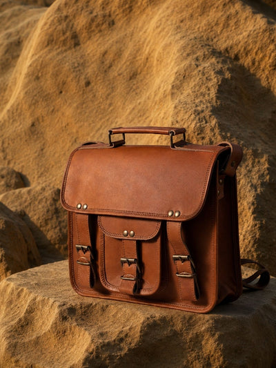 Indiehaat | Pure Leather Messenger Bag Saddle Brown