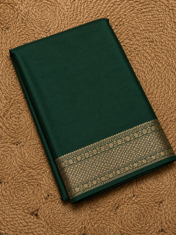 Indiehaat | Green Mashru Katan Silk Saree | Brocade