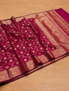 Indiehaat | Red Mashru Katan Silk Saree | Brocade