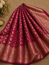 Indiehaat | Red Mashru Katan Silk Saree | Brocade