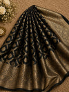 Indiehaat | Black Mashru Katan Silk Saree | Brocade