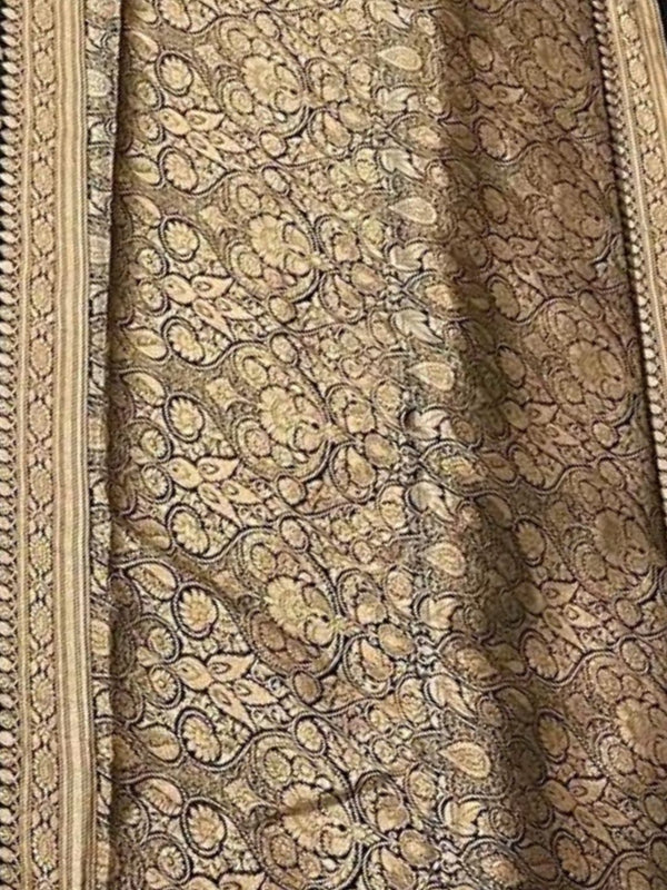 Indiehaat | Black Mashru Katan Silk Saree | Brocade