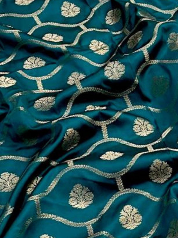 Indiehaat | Green Mashru Katan Silk Saree | Brocade