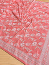 Indiehaat | Peach Mina Mashru Katan Silk Saree | Meenakari