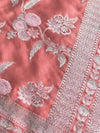 Indiehaat | Peach Mina Mashru Katan Silk Saree | Meenakari