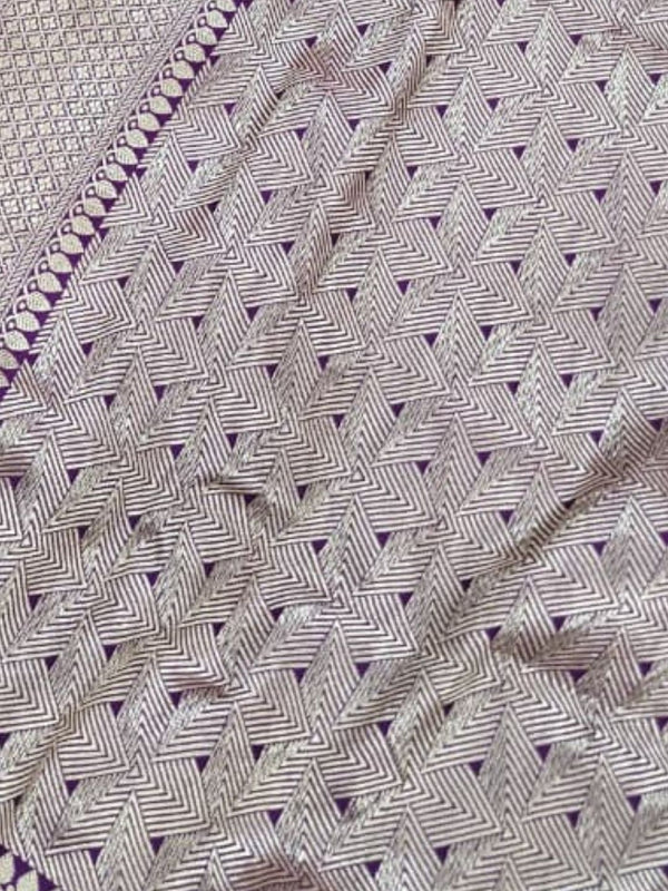 Indiehaat | Purple Mina Mashru Katan Silk Saree | Meenakari