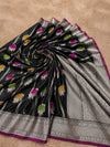 Indiehaat | Green Mina Mashru Katan Silk Saree | Meenakari