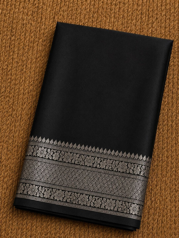 Indiehaat | Green Mina Mashru Katan Silk Saree | Meenakari
