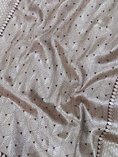 Indiehaat | Brown Mina Mashru Katan Silk Saree | Meenakari