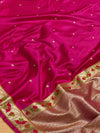 Indiehaat | Pink Mina Mashru Katan Silk Saree | Meenakari