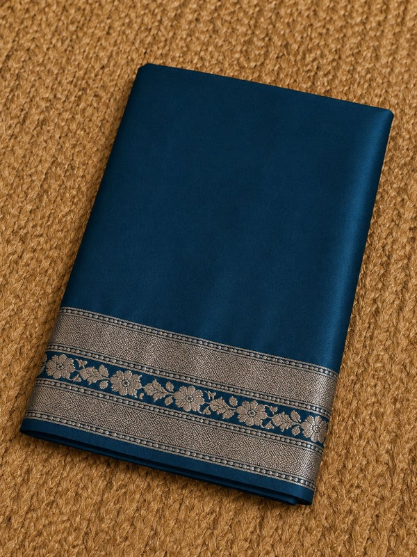 Indiehaat | Green Mina Mashru Katan Silk Saree | Meenakari
