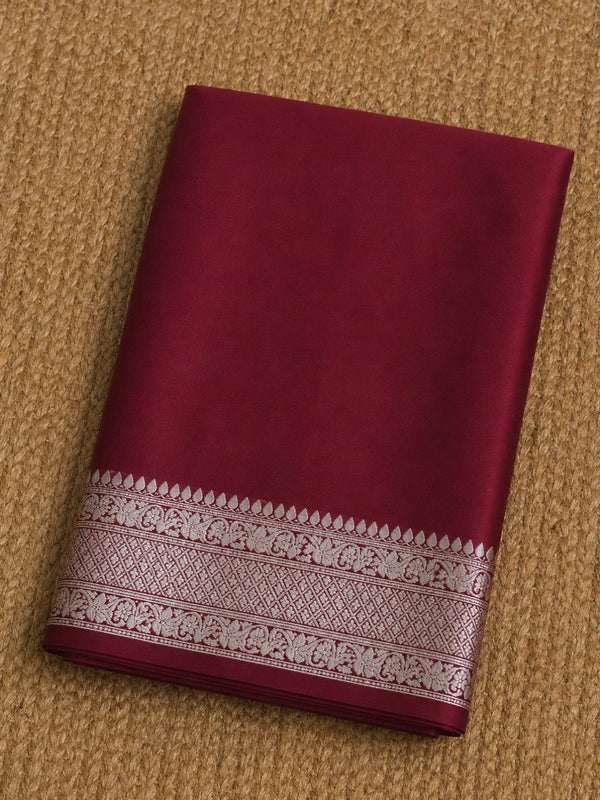 Indiehaat | Red Mina Mashru Katan Silk Saree | Meenakari