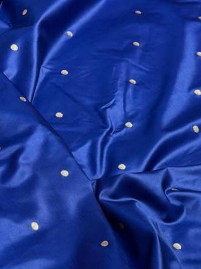 Indiehaat | Blue Mina Mashru Katan Silk Saree | Meenakari