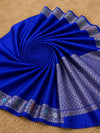 Indiehaat | Blue Mina Mashru Katan Silk Saree | Meenakari