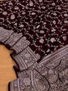 Indiehaat | Maroon Mashru Katan Silk Saree | Brocade
