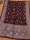 Indiehaat | Maroon Mashru Katan Silk Saree | Brocade