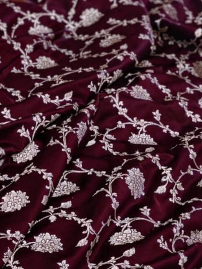 Indiehaat | Maroon Mashru Katan Silk Saree | Brocade