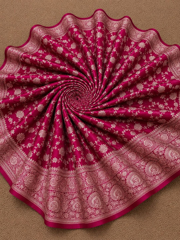 Indiehaat | Pink Mashru Katan Silk Saree | Brocade