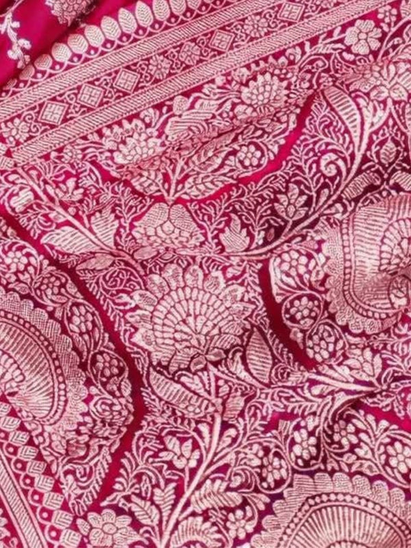 Indiehaat | Pink Mashru Katan Silk Saree | Brocade