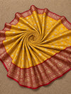 Indiehaat | Yellow Mashru Katan Silk Saree | Brocade