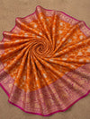 Indiehaat | Orange Mashru Katan Silk Saree | Brocade
