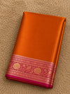 Indiehaat | Orange Mashru Katan Silk Saree | Brocade