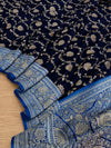 Indiehaat | Blue Mashru Katan Silk Saree | Brocade