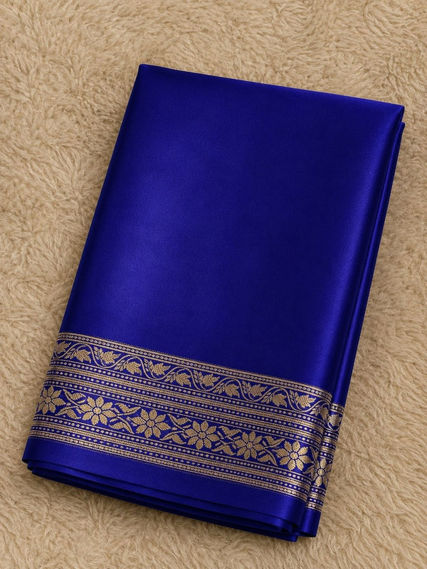 Indiehaat | Blue Mashru Katan Silk Saree | Brocade