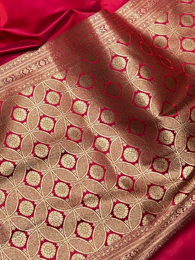 Indiehaat | Pink Mashru Katan Silk Saree | Brocade