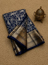 Indiehaat | Blue Organza Silk Saree | Embroidery