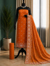Indiehaat | Orange Kota Doria Suit Set | Embroidery