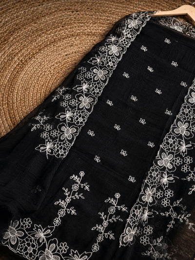 Sutrika Kota Doria Cutwork Suits (T+B+D) Black