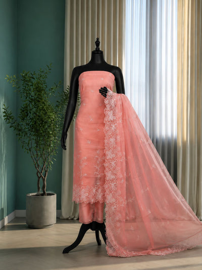 Sutrika Kota Doria Cutwork Suits (T+B+D) Peach