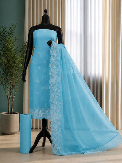 Sutrika Kota Doria Cutwork Suits (T+B+D) Sky Blue