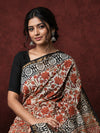 Indiehaat | Beige Chanderi Silk Kalamkari Saree