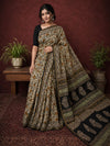 Indiehaat | Beige Chanderi Silk Kalamkari Saree