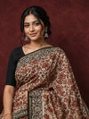 Indiehaat | Beige Chanderi Silk Kalamkari Saree