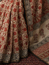 Indiehaat | Beige Chanderi Silk Kalamkari Saree